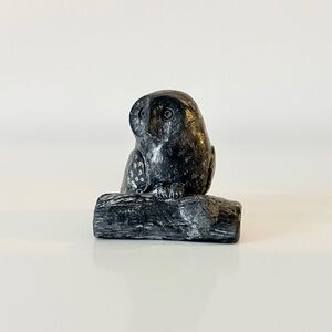 Owl Soapstone Carved Figurine Made in Canada by A Wolf Original Vintage Nature